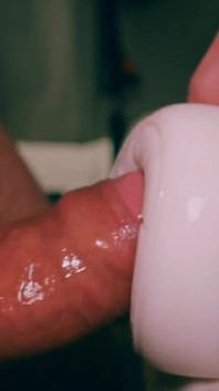 Closeup Asmr Beautiful Big Uncut Cock Fucking Fleshlight and Shooting a Big Cum Load