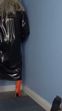 Orange Leather Thigh Boots