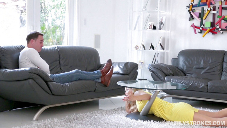 Family Strokes: Blonde MILF Stuck and Fucked by Her Hung Stepson