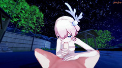 Hentai_Smash: Mimi在被颜射之前给第一人称视角口交，然后吞下精液。Genshin Impact Hentai