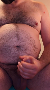 Hairy Bear Jerking off Big Dick