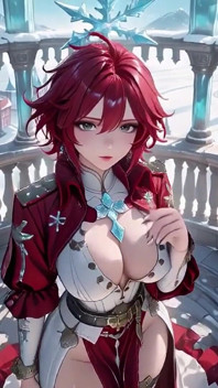 La Regina del ghiaccio! La stregone dai capelli rossi fa uno splendido ingresso nella Crystal Hall, Robe Leggermente aperta e il personale che si tocca seducentemente