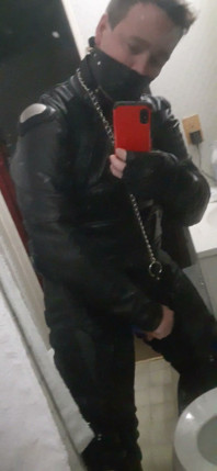 Leather Biker Jerking off in Leather Suit