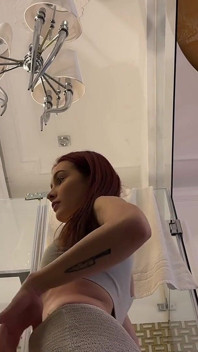 Hot and Sexy Meaty Pussy Redhead Girl Does a Show to Camera by Flashing Pussy Under Her Ripped Skirt No Panties