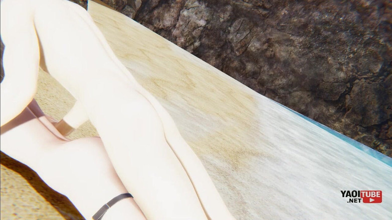 Yaoitube: In femboy Yaoi Shin wird der Catboy in einem Beach.mp4...