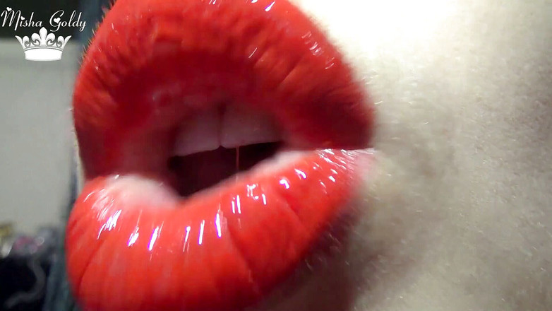 Goddess Misha Goldy: JOI bibir merah &amp; lipstik