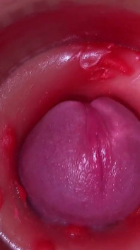 Camera in vagina, baarmoederhals pov, creampie