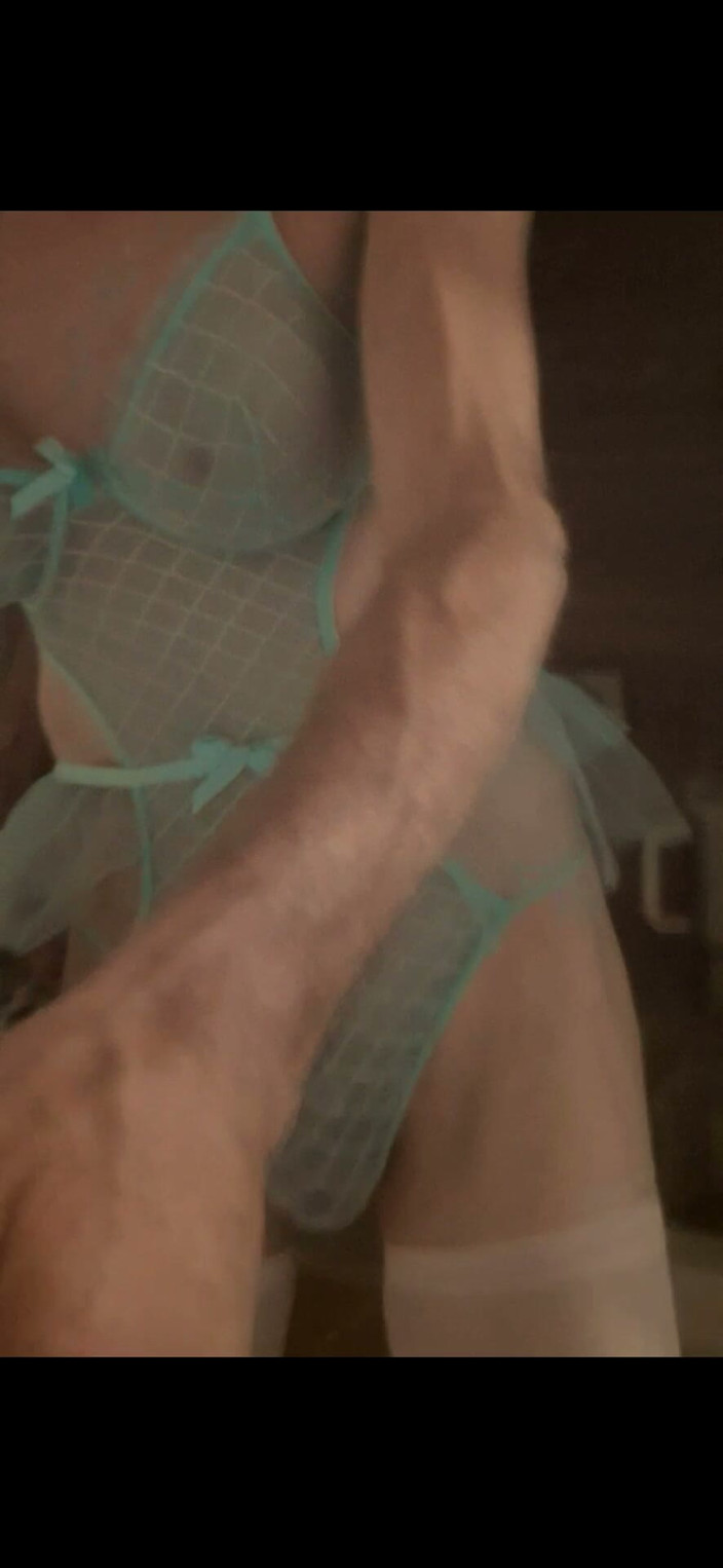 Feeling sexy today crosdressing: At Work Cdmichelle Wearing Blue Bodysute Walking Around Job Sit