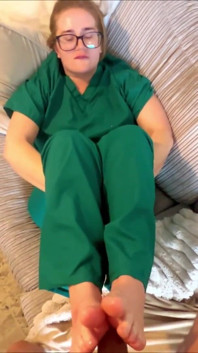 Stepmommy Nurse Gives Stepson a Footjob