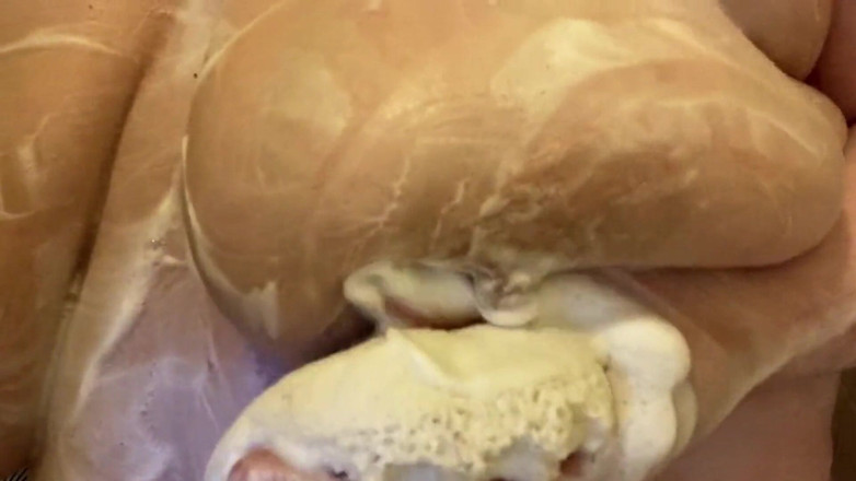 Real homemade BBW BBC porn: In Shower Soaping My Huge Boobs