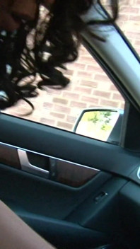 Busty ebony chick fucked in the car and outdoor in POV