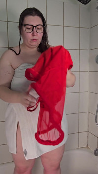 Bbw-bedtijd routine strip, douche en lingerie plagen