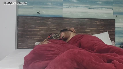 Young Bengali Pooja Bhabhi wearing blue lipstick sucked husband's cock and got fucked hard by her husband, clear hindi audio