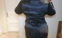 Slutty Ms B in Satin &amp; Bondage: Shiny leggings and satin blouse bondage