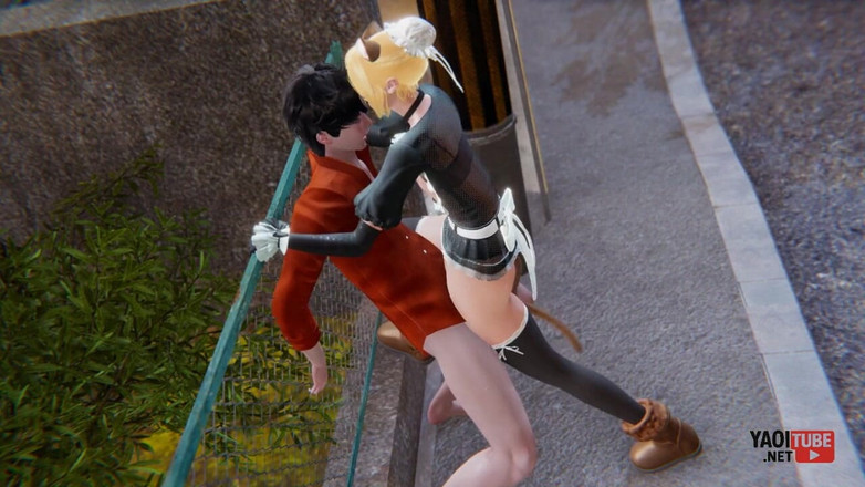 Yaoitube: Yaoi - seksowna pokojówka femboy jest publicznie zerżnięta
