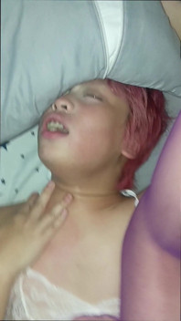 This effeminate young boy in sexy lingerie will make you cum just by hearing him moan.