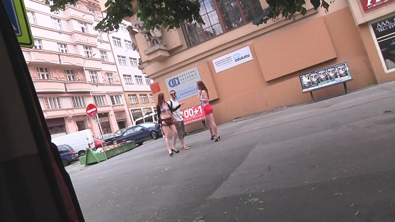 Berlin Orgy: Two sexy chicks are getting slammed in the car