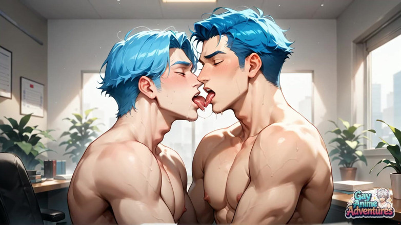 Gay Anime Adventures: Un Potop gigantic! Punctul culminant de la birou cu părul...
