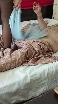 Amatör çift naylon masaj