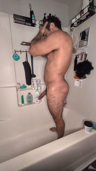 Bodybuilder Strokes Thick Cock After Workout in the Shower