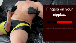 Edging Game in Latex Shorts and Rubber Gloves