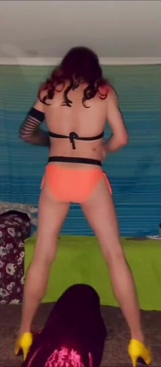 Lizzaali: Orange bikini play scene 3