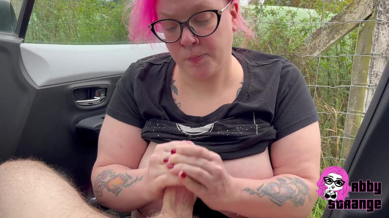 Abby Strange: Puclib Blowjob with Crazy Big Cumshot