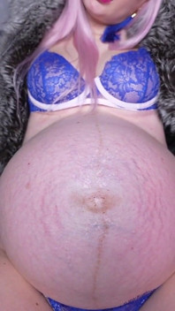 9 Month Huge Pregnant Belly and Fur Fetish