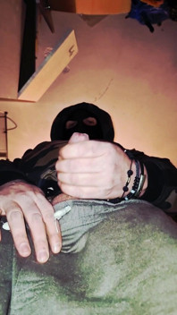 The Man in the Mask Plays with His Cock in the Basement