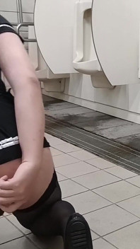 Anal Fuck with Dildo in Public Toilet Handsfree Cum
