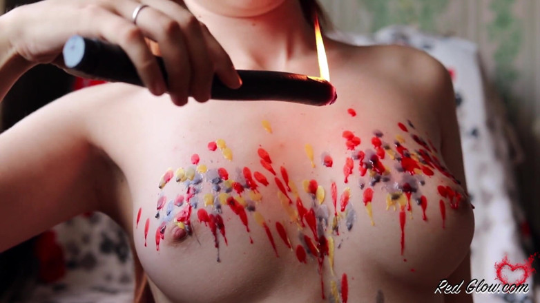 Red Glow: Redhead teen candle masturbation and wax play - hot solo
