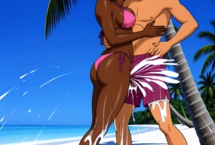 Octopussy Lovers Club: Ebony Dívka Sex na pláži. Africká holka. Karikatura. nejrajcovnější dívky...