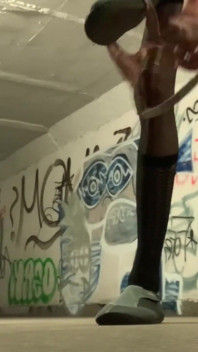 Transvestite Fucks Herself in an Underground Passage
