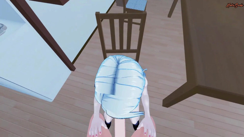 Hentai Smash: Sae Niijima hluboko v krku tvého ptáka a polyká nálož...