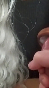 Big-titted milf enjoys sucking three cocks that fill her mouth with lots of hot cum.