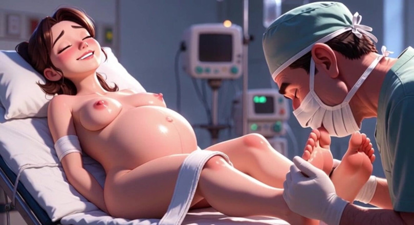 YOUR BEST FANTASY: Naughty Doctor Sucking Pregnant Patient Toes in Surgery