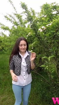 Desperate Girl Full Bladder Trying to Pee in the Forest and Smelling the Flowers