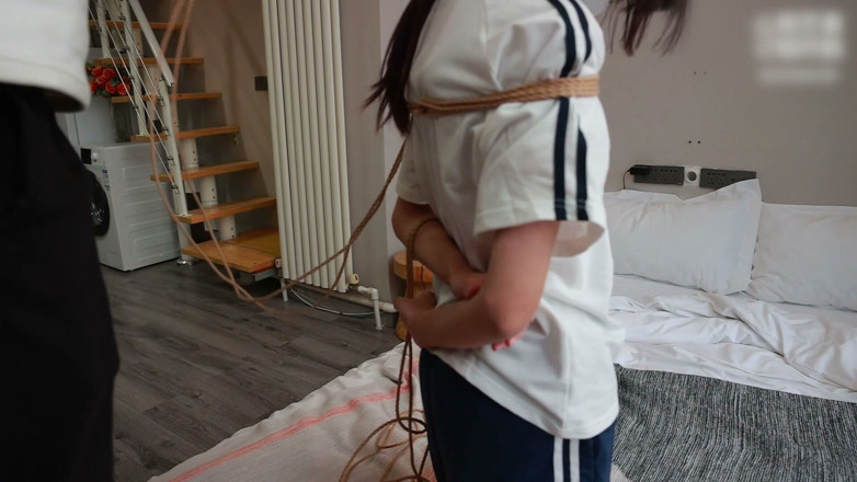 Asian bondage: Cute Barefoot Girlfriend, Rope Restraints, Lower Restraints, Tickling Feet
