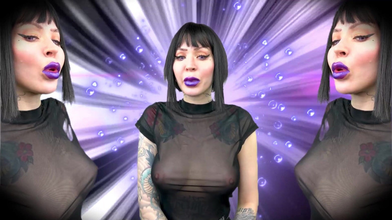 Baal Eldritch: Violet gothic lipstik, ciuman lembut - fetish lipstik, fetish bibir, ciuman