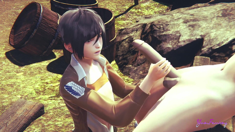 Yaoitube: On Titans yaoi femboy - eren elle muamele ve parmaklama