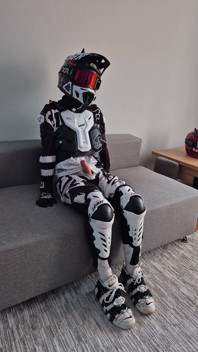 Motorcyclist in Gear Cum Hot on Himself