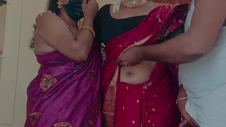 Laxi ammu: Sisters Enjoying Threesome Romance in Bed with Neighbour Batchelor Men