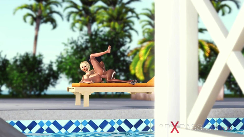 3dxpassion-transgender: เซ็กส์กลางแจ้งสุดร้อน! ทรานี้ดำ 3D เย็ดแรงสาวมหาลัยเซ็กซี่ในวิลลาหรู