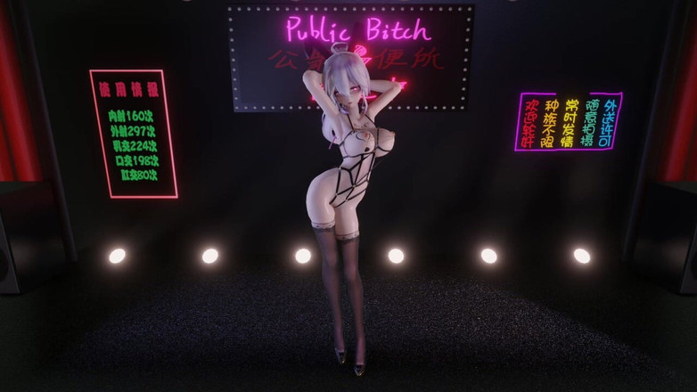 MikuMotion: 奔放なナイトクラブ 2回妊娠オーガズム アナル・セルヴァ ビーズ 口球 ミルクチェーン ミート・小便器 中出し 猥褻な叫び声の黒いシルク ハイヒール