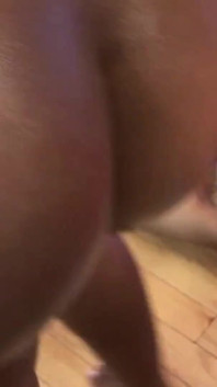 Horny ebony gets banged in her wet oiled pussy