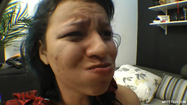 Sapphic Latinas: Dominatrix Anelly feeds her slave