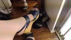 Crossdressing Feet in Pantyhose Sexy Pedicure Fucking My Own Legs