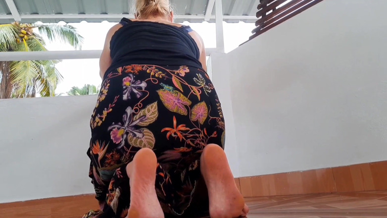 Selena701: Amateur Blonde Mature Wife Feet Posing and Footjob