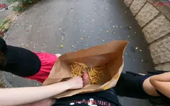 Double Handjob in the Fries Bag... I'm Jerking It!