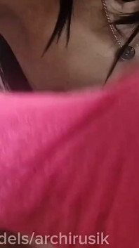 Miniature Ladyboy Sissy Sucks a Huge Load of Cum Onto Her Body From Bumble!